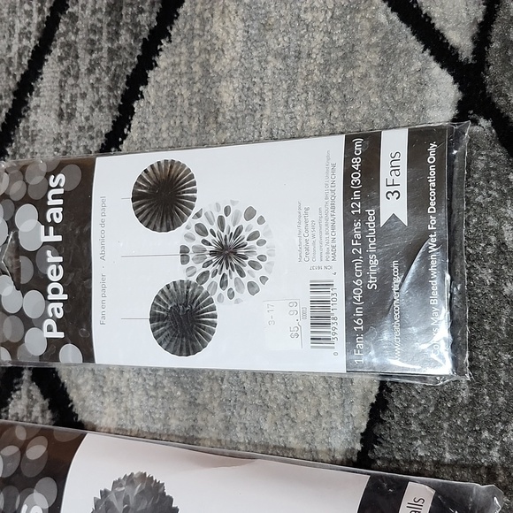 PARTY DECORATIONS RED & BLACK 16" TISSUE BALLS 16" FANS 12" FANS BUNDLE NWT - Picture 5 of 13